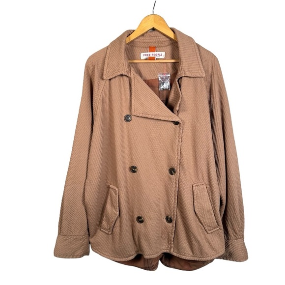 FREE PEOPLE Remi Oversized Corduroy Double Breasted Jacket in camel - Picture 9 of 14